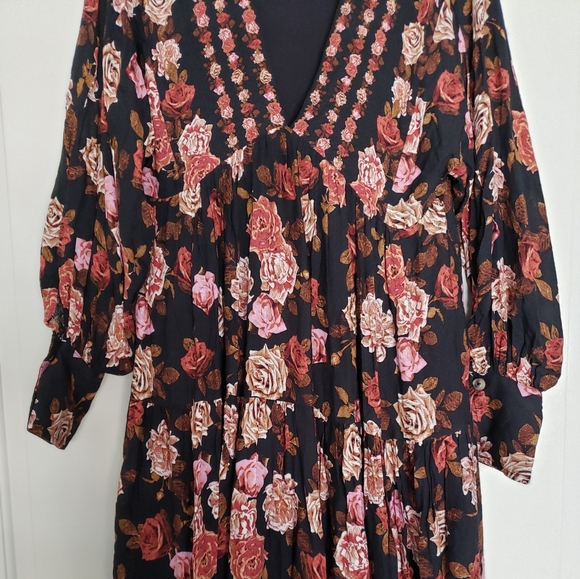 Free people rows of roses maxi dress in black combo size XS - Picture 5 of 16